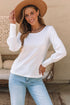 Ribbed Bishop Sleeve Round Neck Top